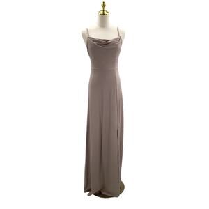 BIRDY GREY SZ S Taupe Cowl Sleeveless Crepe Ash Formal Party Maxi Dress NWT b109